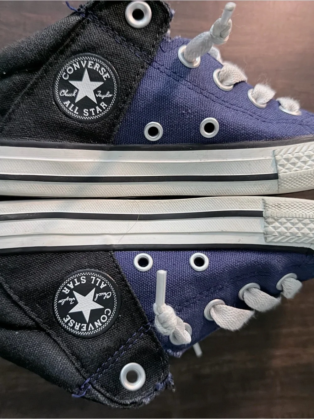 Converse Kids Navy and Black Low-Top Sneakers with White Laces